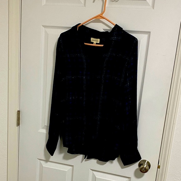 Thread & Supply Tops - Thread & Supply Teal and Black Plaid Shirt